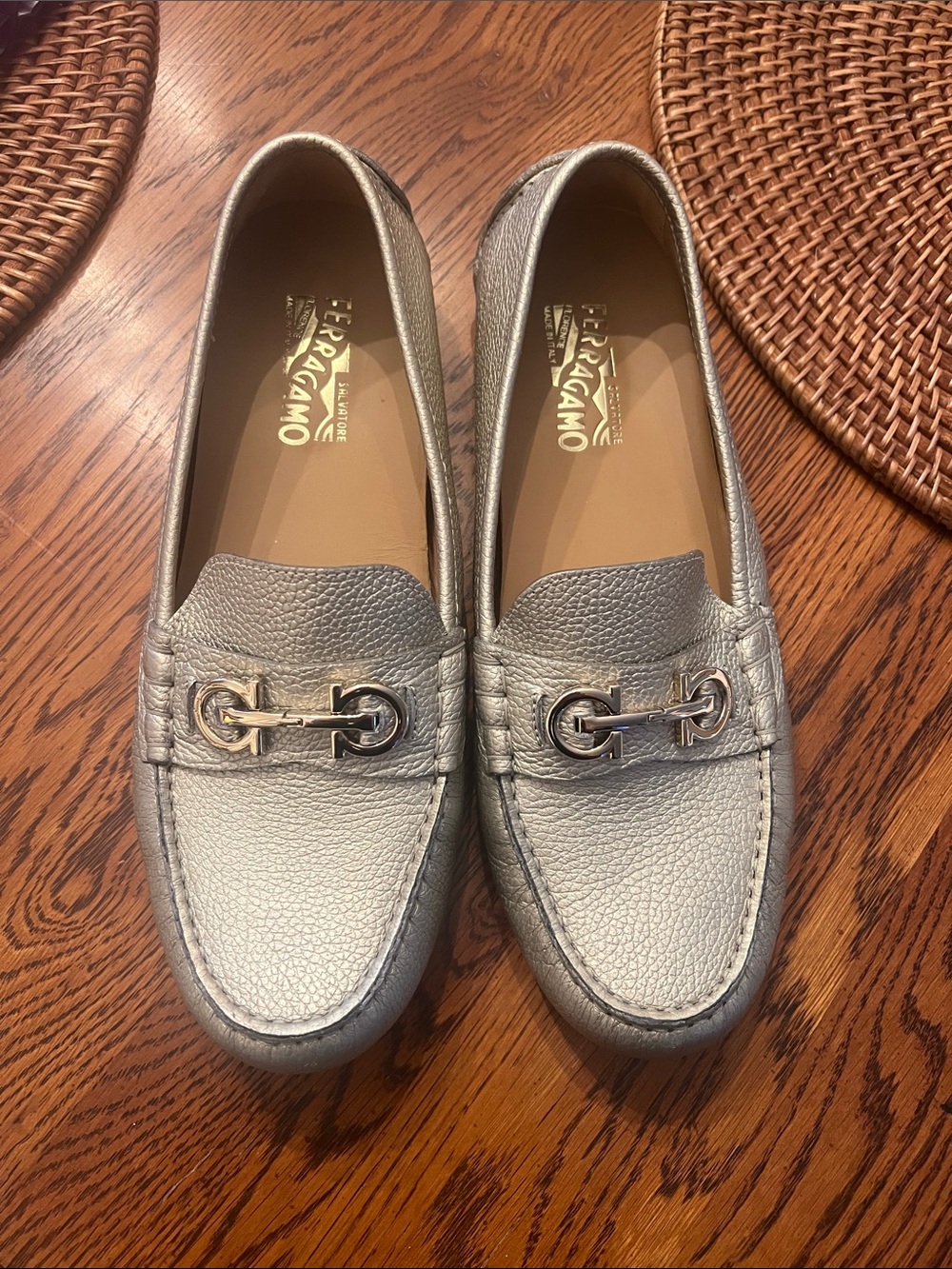 Salvatore Ferragamo Gancini Leather Driving Loafers NWOT